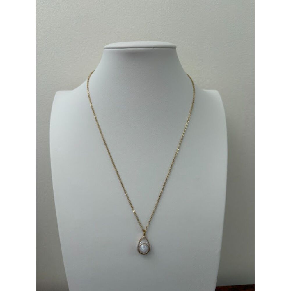 Quartz Teardrop Gold-Tone Necklace